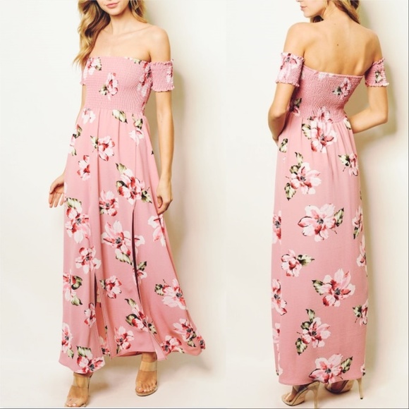 DRESS MAXI FLORAL PINK FLORAL DRESS - Picture 3 of 4